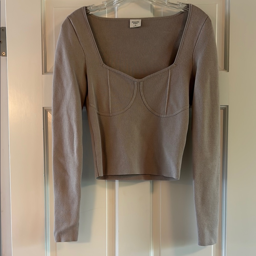 Abercrombie & Fitch Taupe Long Sleeve Corset Sweater Top. Worn one time.